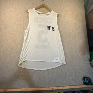 Do Not Disturb Coco 5 Islands Graphic Muscle Tank Top White Sleeveless Small